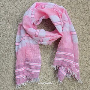 Oska Linen & Cotton Scarf Pink & White